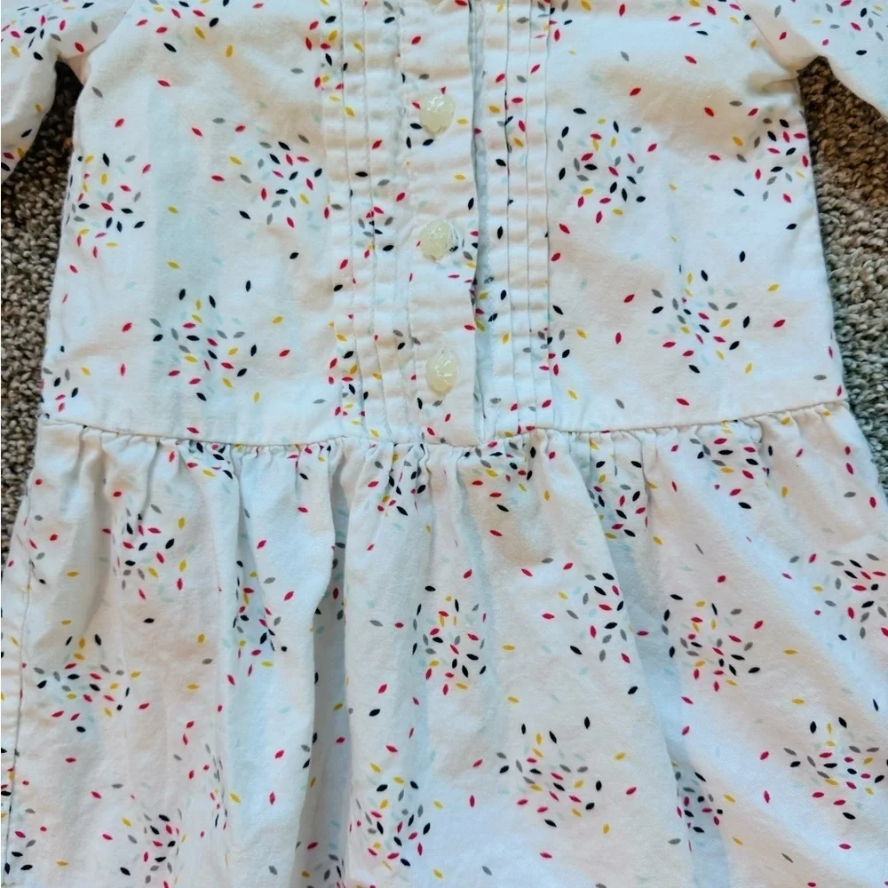 Gymboree Baby Girl Long-Sleeve Printed Dress White button front Size 12-18 month